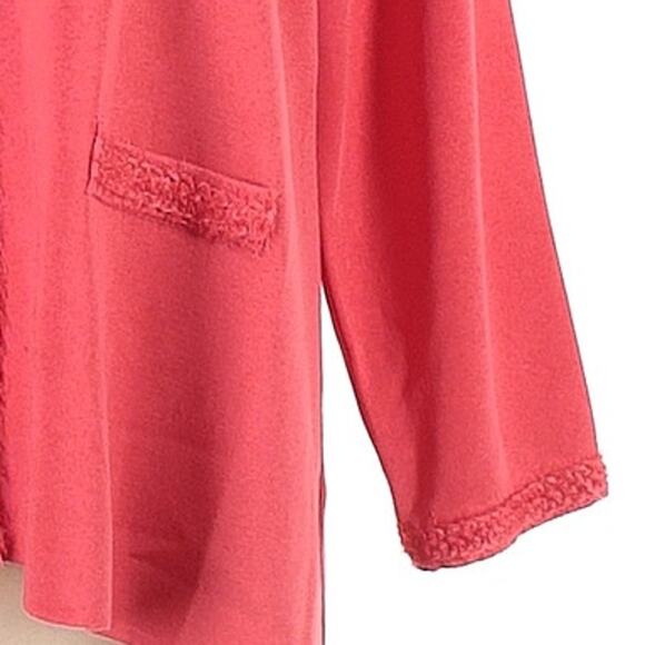 Misook Long Sleeve Embroidered Knit Button Up Cardigan Sweater Pink Plus Size 2X - Picture 7 of 8